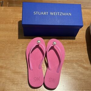 Stuart Weitzman Imitation Pearl Flip Flop Pink